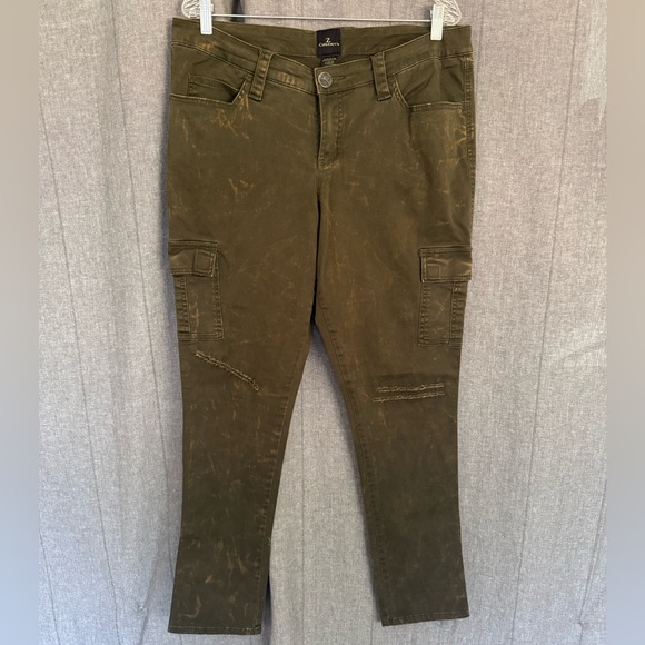 Z. Cavaricci Denim - Y2K Grunge Distressed Z CAVARICCI 90’s Skater Pants Green Vintage Cargo Indie
